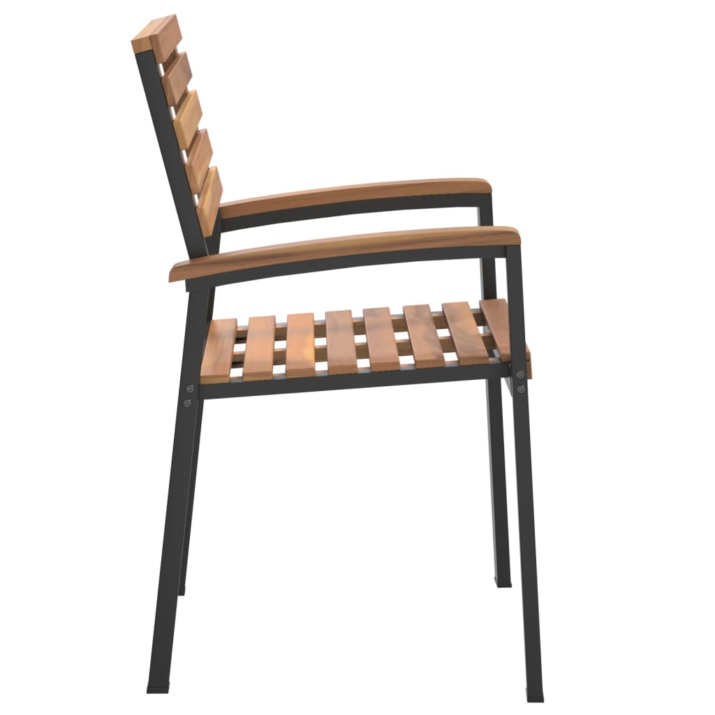 Stackable Garden Chairs 4 Pcs Solid Acacia Wood and Metal