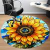 1pc Sunflower StainedGlass Office Round Area Rug, Under Office Chairs Bedroom Living Room Home Decor, Room Deco