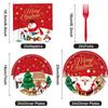 24pcs Fork Spoon Christmas Disposable Tableware Dessert Container Paper Plates  Christmas