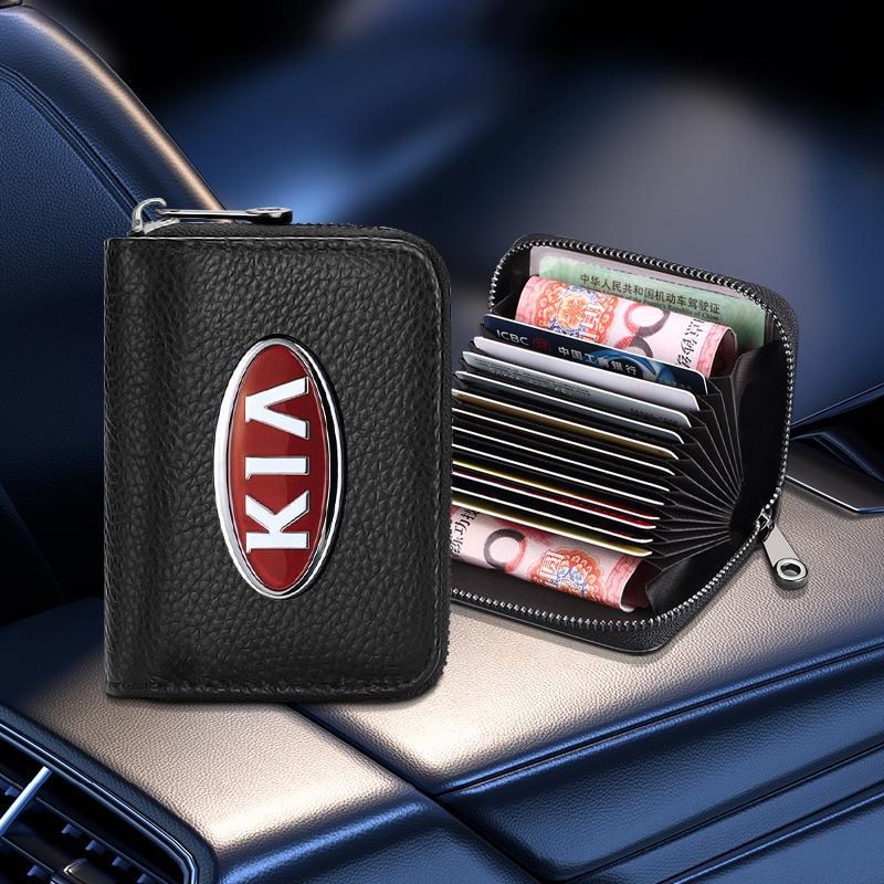 1pcs Fashion Leather Car Driver's License ID Card Bank Card Wallet Car Styling For Kia Rio Ceed Sportage Cerato Soul Sorento K2 K5 Flip Car Accessorie