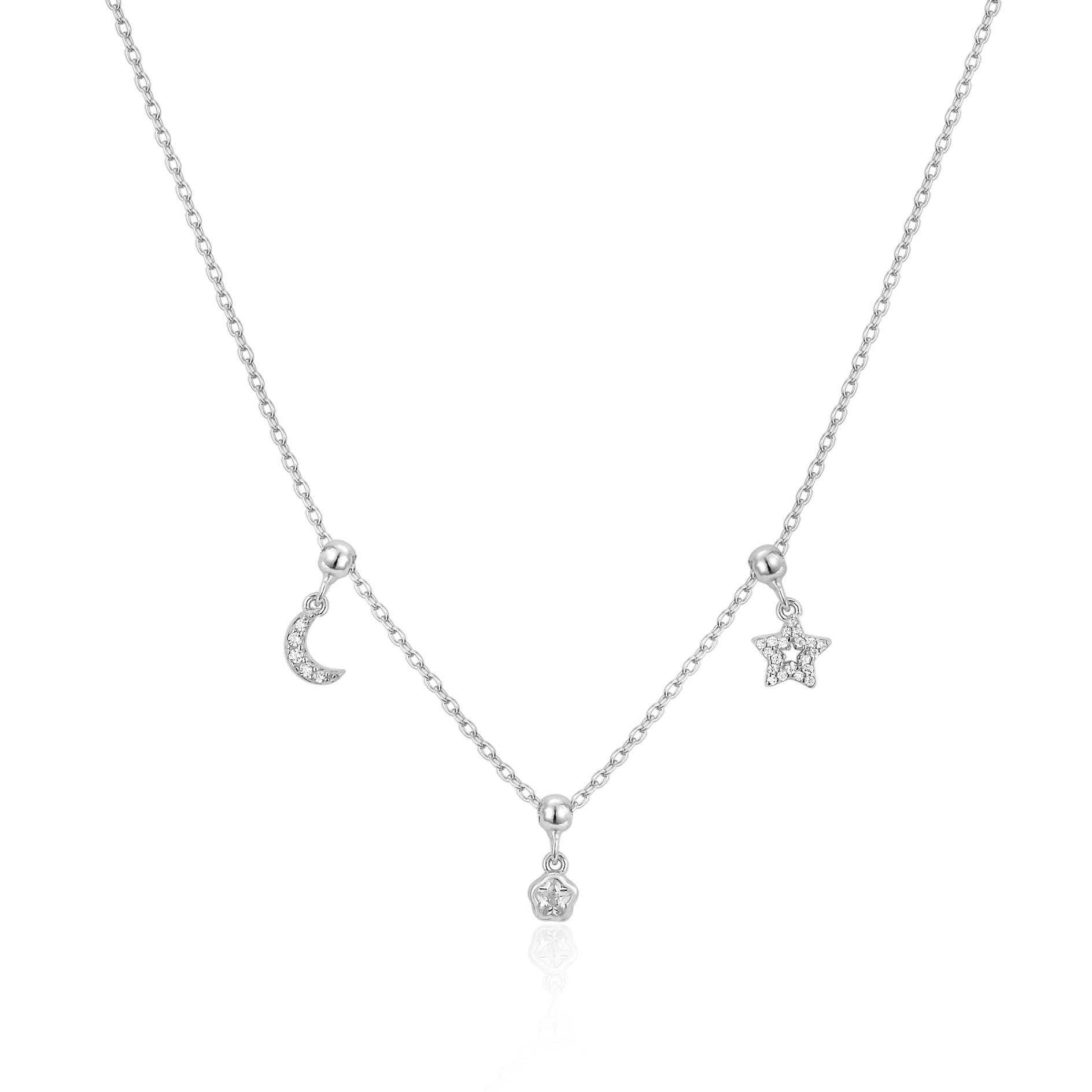 Dainty 925 Sterling Silver Gold-Plated Star Moon Necklace Zircon Charm Pendant Jewelry Trendy Women s Gift 40+5cm