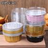 10Set 250ml Aluminum Foil Cake Container With Lid Heat-Resistant Baking Cup Pan Kitchen Tool