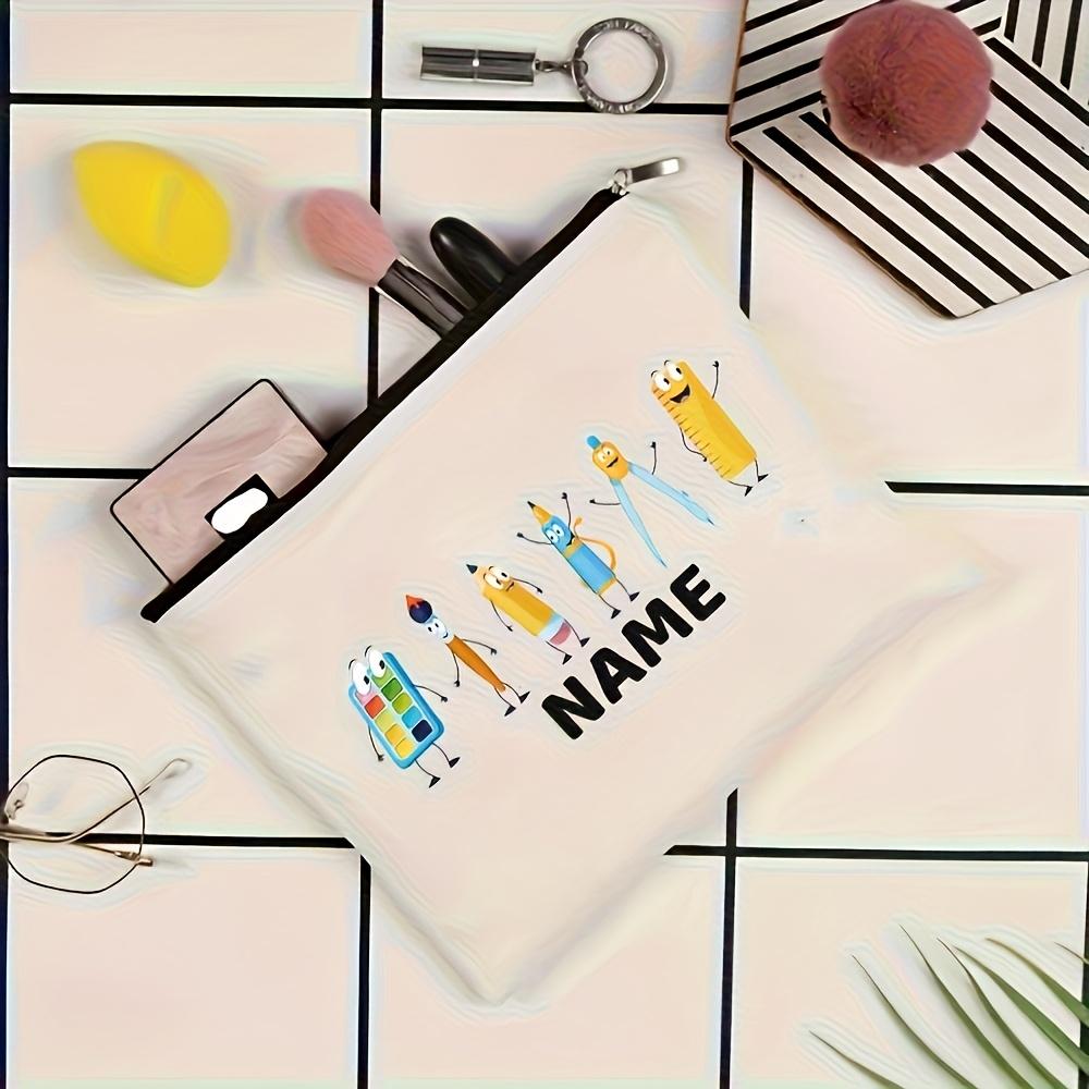 Personalized Custom a Special Art Name Pencil Print Large Capacity Zipper Makeup Bag - Portable Travel Cosmetic Bag Fashion