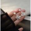 Elegant Two-Way Crystal Snowflake Pearl Stud Earrings for Women