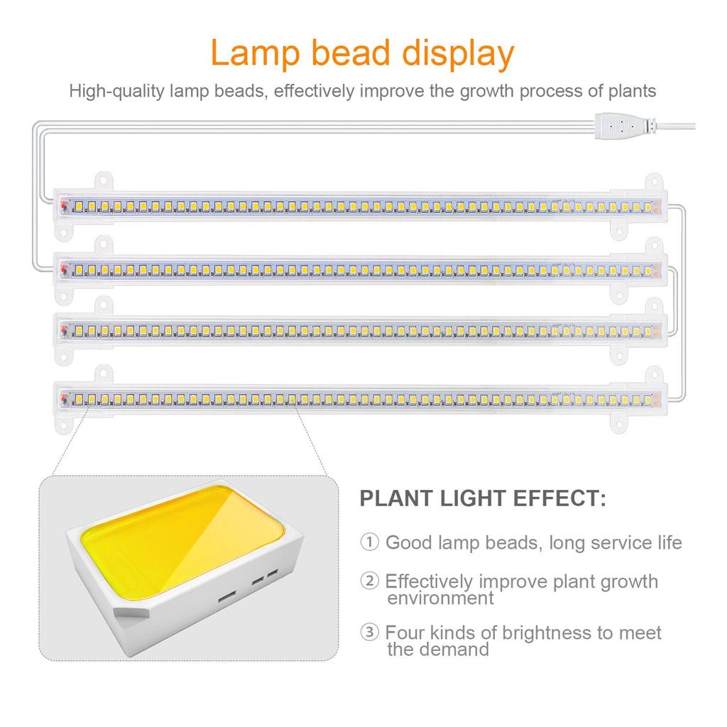 LED-Wachstumslichtstreifen, Vollspektrum-Timer, warmweiße LED-Leisten für Pflanzen, Phytolampe, Phytolamp, Wachstumszelt mit Netzteil