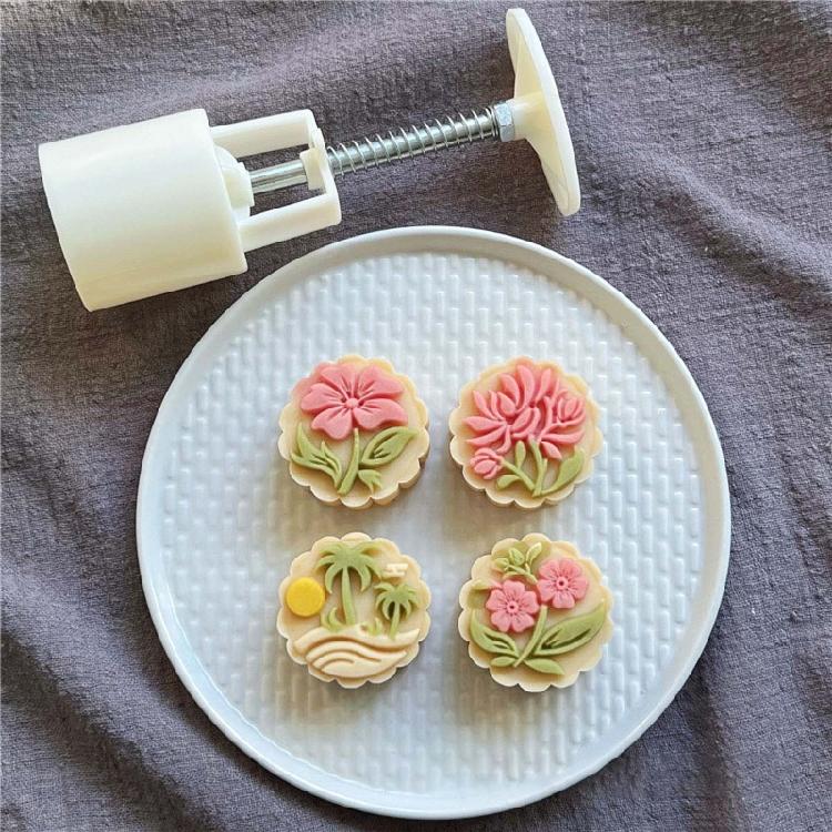 Hand-Pressure Moon Cake Mold Round Moon Cake Maker Cookie Stamps Easy To Use