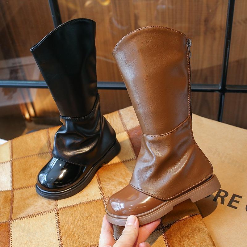 Children Knee Length Boots   Autumn  British Girls Princess Boots Kids Zipper Plush Comfortable Non Slip Long Boot