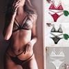 Honeymoon Underwear Set 2 Pcs/Set Bra Panties See-through Mesh Solid Color Hollow Out Wedding Night Adjustable Strap Thin High Waist G-string