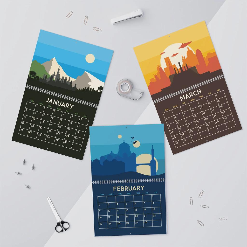 2026 Planet Station Calendar January-December 2026 Dates  Durable Paper Detailed Illustr for Home Office Decor Yearly Organizer