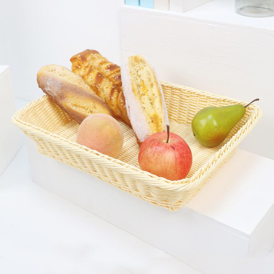 Japanese Style Rattan Woven Basket Tray for Bread Dessert Fruit Snack Storage