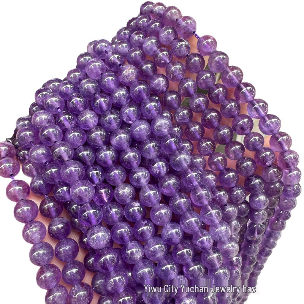 Brazilian Amethyst Round Beads - Deep Purple Crystal for DIY Bracelet Crafting