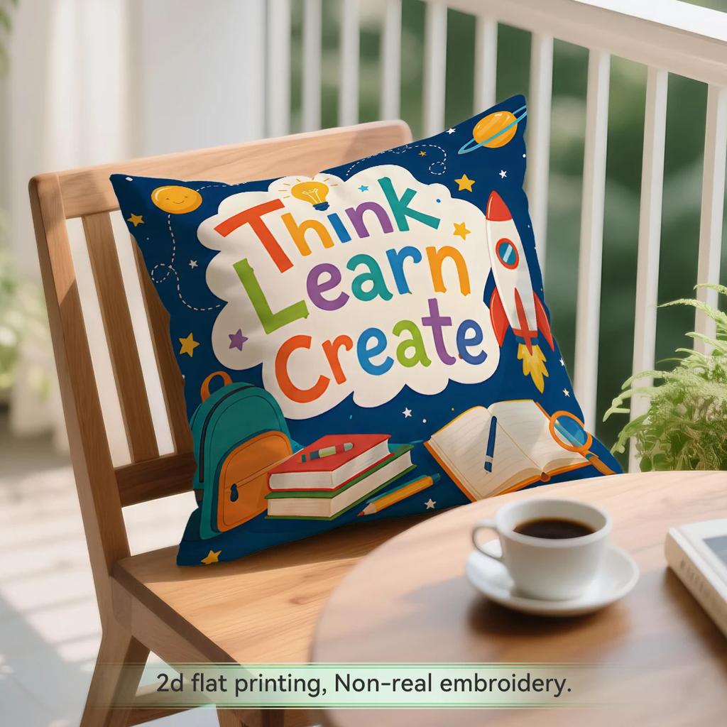 1pcs/4pcs Back-to-school Inspirational Cushions Pillowcase Polyester Cushion Cover Throw Pillow Pillowcover Home Car Sofa Decor