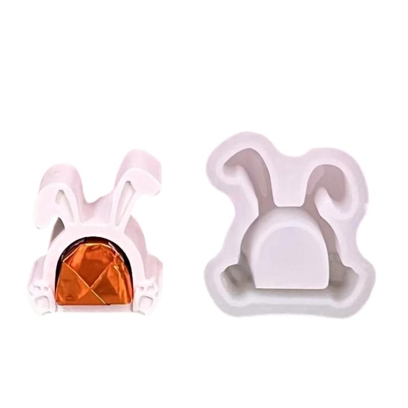 Rabbits Shaped Silicone Mould Heat Resistant Easy Cleaning Detailed Easters Candle Making Supplies