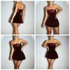 Eleganter U-Boot-Ausschnitt Sexy Rückenfrei Ärmellos Trägerlos Einfarbig Sexy A-Linien Mini-Kleid Schulterfrei Figurbetont Retro Partykleidung Clubwear Damen