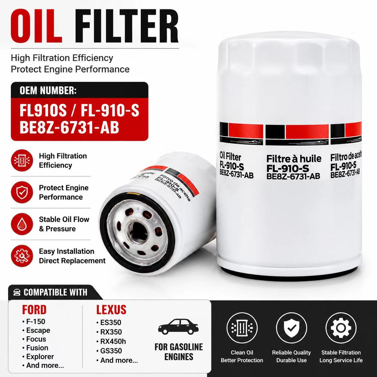 FL910S Oil Filter BE8Z6731AB For Ford