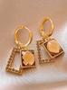 Fashion Geometric Drop Earrings Lightweight Square and Trapezoid Shaped Dangle Earrings with Faceted Crystal Detail for Women