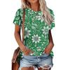 Moda para Mujer Cuello Redondo Manga Corta 3D Casual Estampado a Color Camiseta Casual de Manga Corta con Cuello Redondo