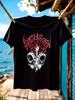 Heavy Metal Graphic Tshirt Black Gothic Band Tee with Red...