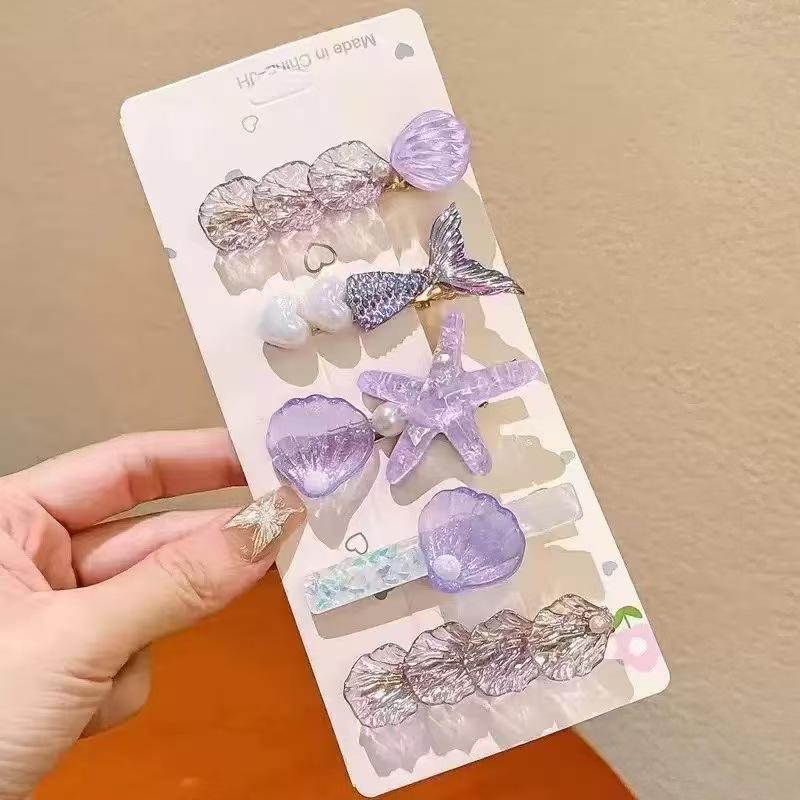 5Pcs Y2K Style Shell Starfish Hair Clips Sweet Mermaid Hairpins Kawaii Girls Hair Accessories for Street Snap Dating Wear