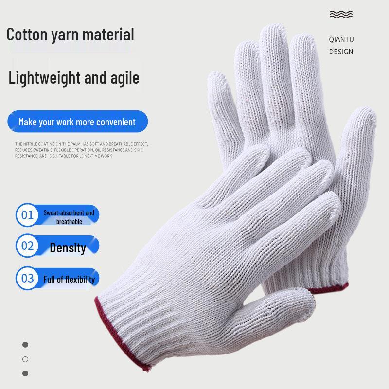 Durable Cotton and Nylon Construction Work Gloves - Wear-Resistant and Protective