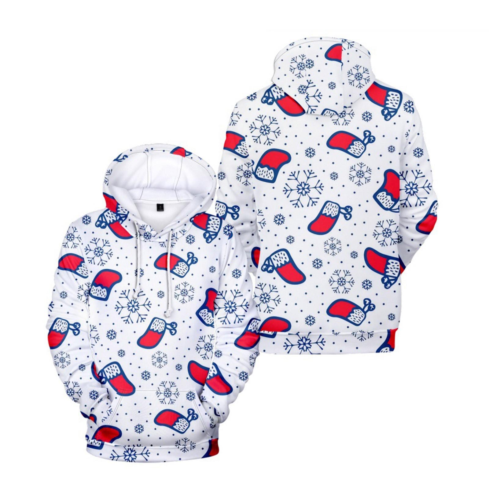 

Новий осінній 3D цифровий друк светр з капюшоном Креативний друк XXXXL білий