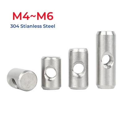 M4 M5 M6 304 Stianless Steel Barrel Bolts Cylindrical Pin Dowel Cross Hole Hammer Embedded Nut For Wood Furniture Accessories