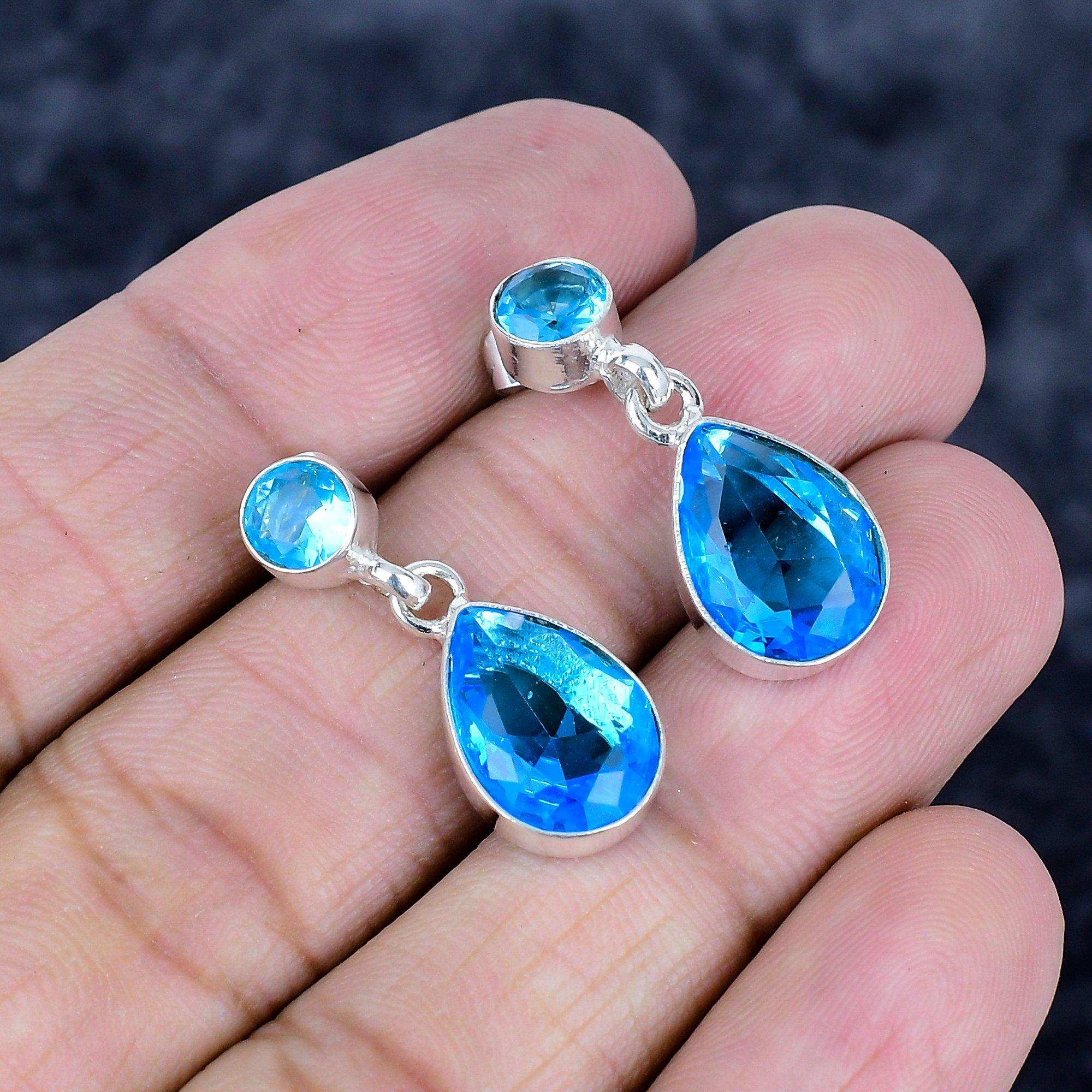 

Swiss Blue Topaz Gemstone 925 Sterling Silver Jewelry Earring 1.10 MM-3484