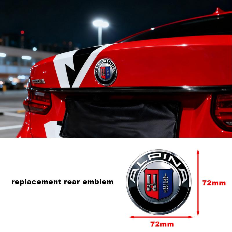 For ALPINA modified front and rear car logo cover 68mm wheel hub cover logo center cover steering wheel ABS badge accessories.