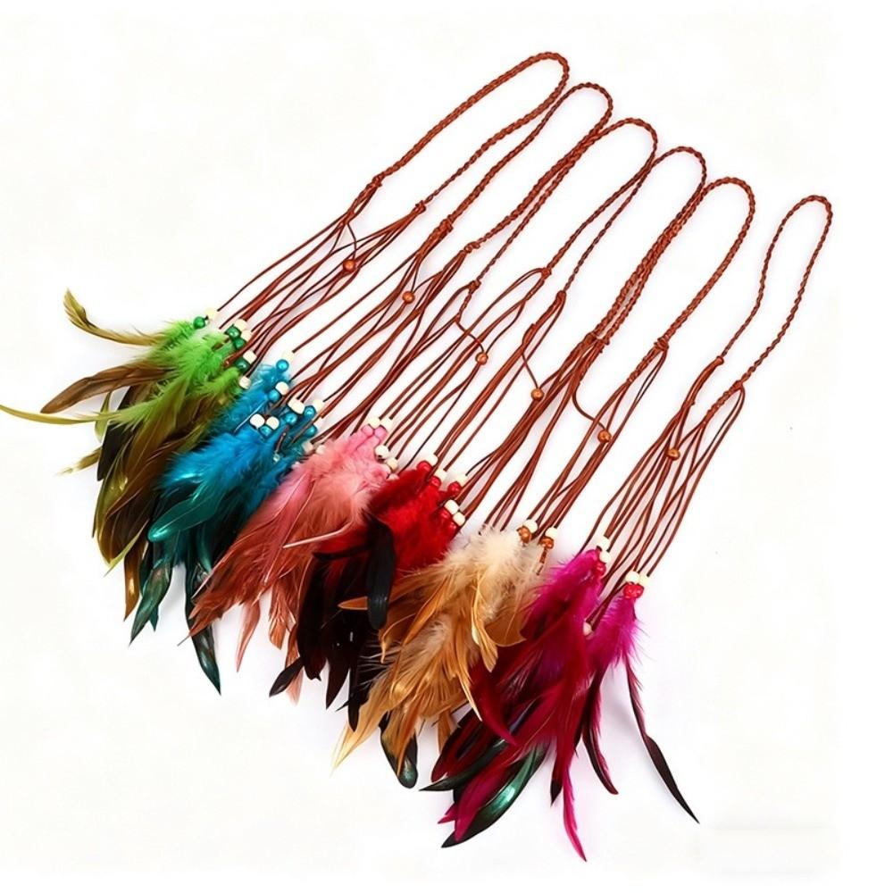 Ethnic Style Beaded Tassel Headband Adjustable Tassel Headdress Bohemian Headband Music Festivals