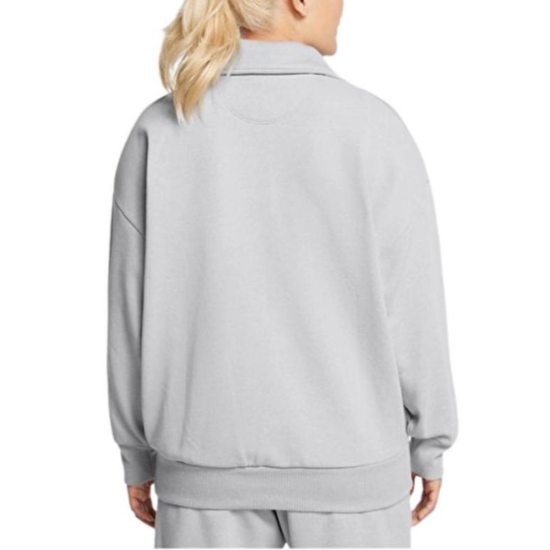 Under Armour Felpa da donna casual semplice con mezza zip e collo alto a maniche lunghe grigia 1386495-011