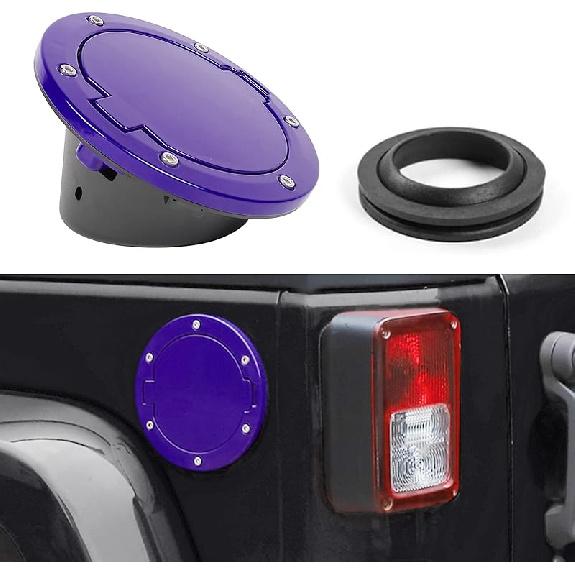 JeCar Aluminum Gas Cap Fuel Filler Door Cover for Jeep Wrangler 2007-2018 JK & Unlimited Accessories (Black)