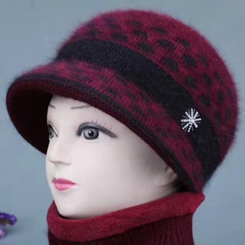 Hat female autumn and winter rabbit plush wool hat plush warm knitted hat cycling cold-proof cap