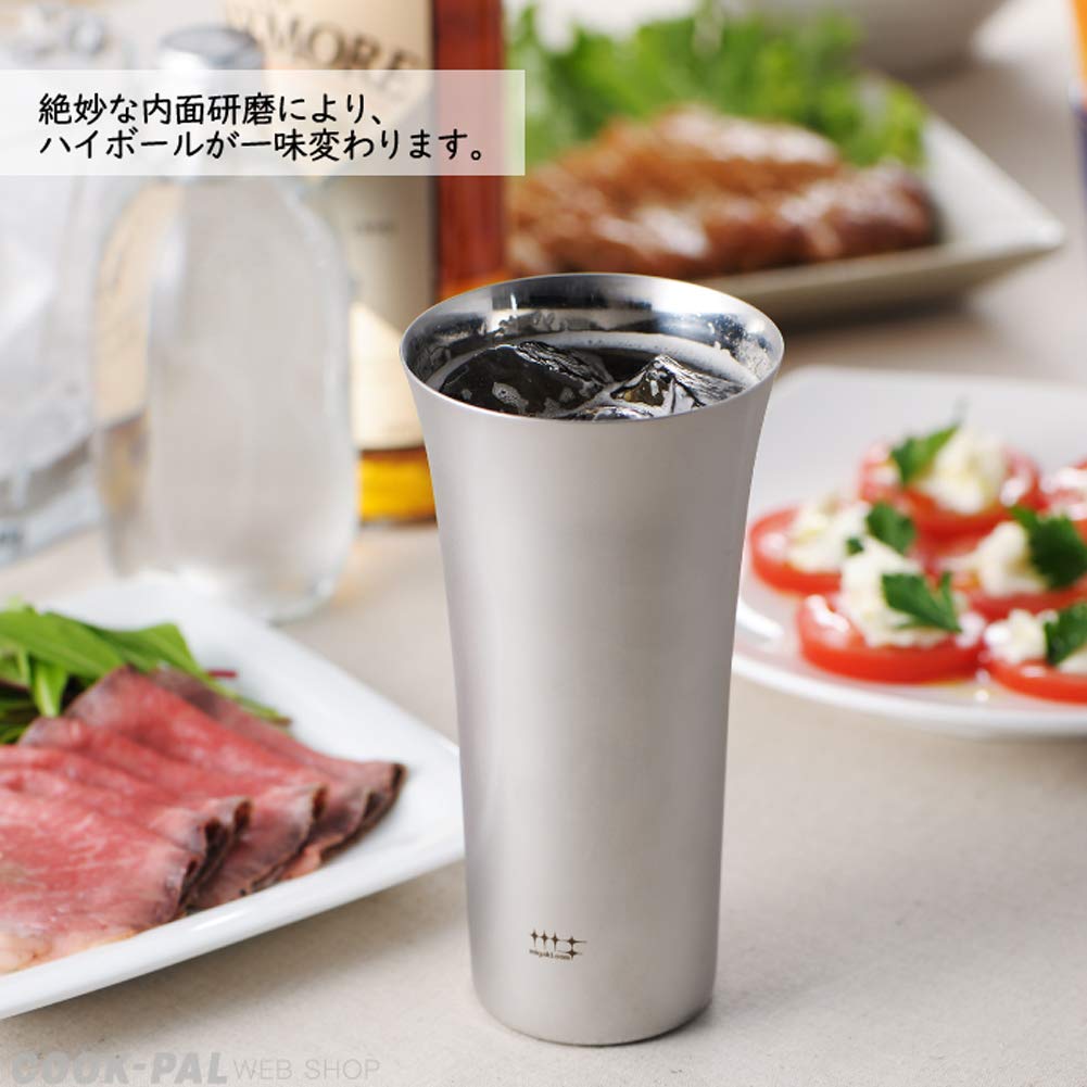 Yoshikawa Polishing Syndicate Made in Gift Wrapping Made in Japan Highball/Beer Tumbler, 435ml, Tsubame-Sanjo, Niigata, Silver, YJ1305, Available,