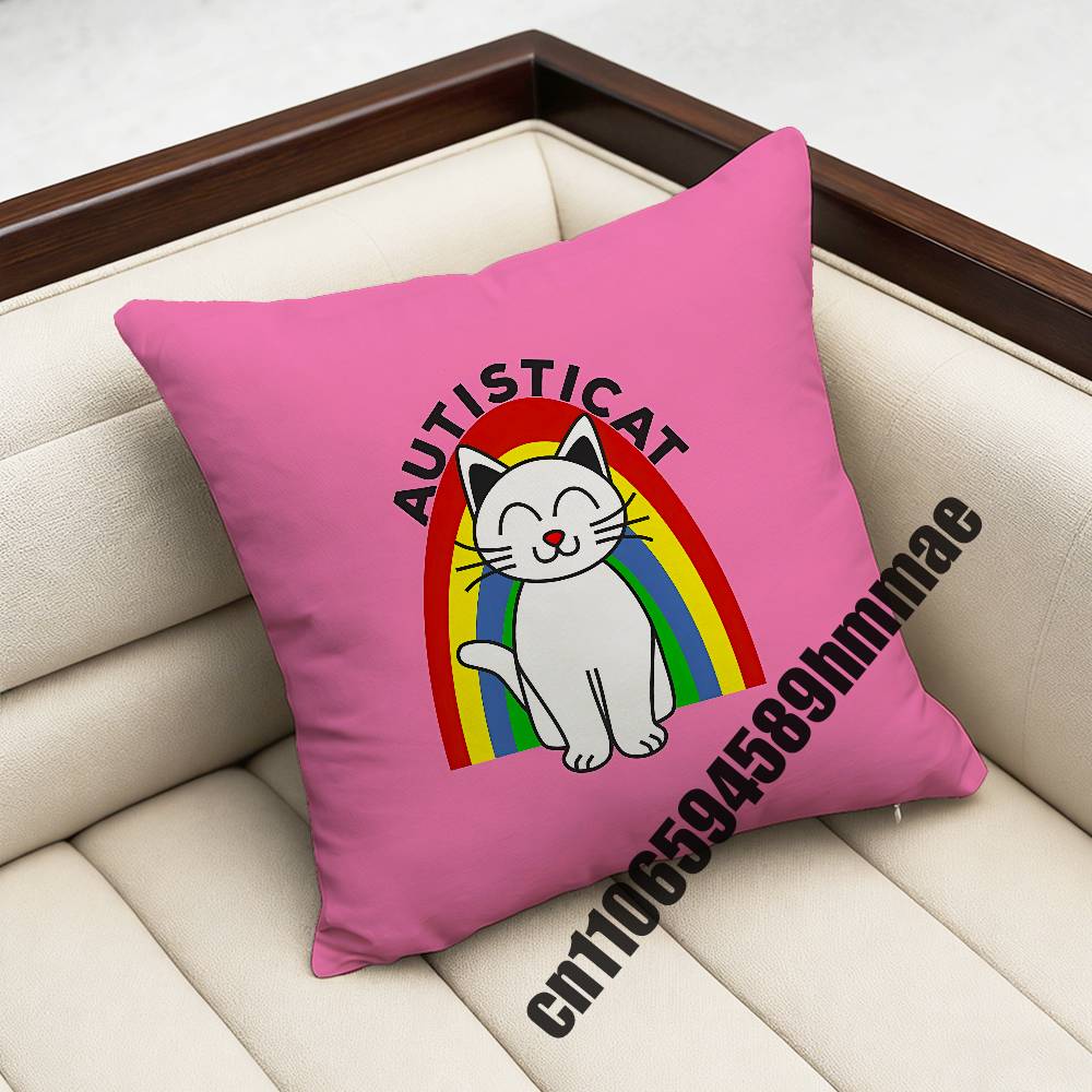 For Autistic Cat Autism Puzzle Throw Pillow Case Sham Xcm Xcm Square Car Pillowcase Pad Cushion Cover