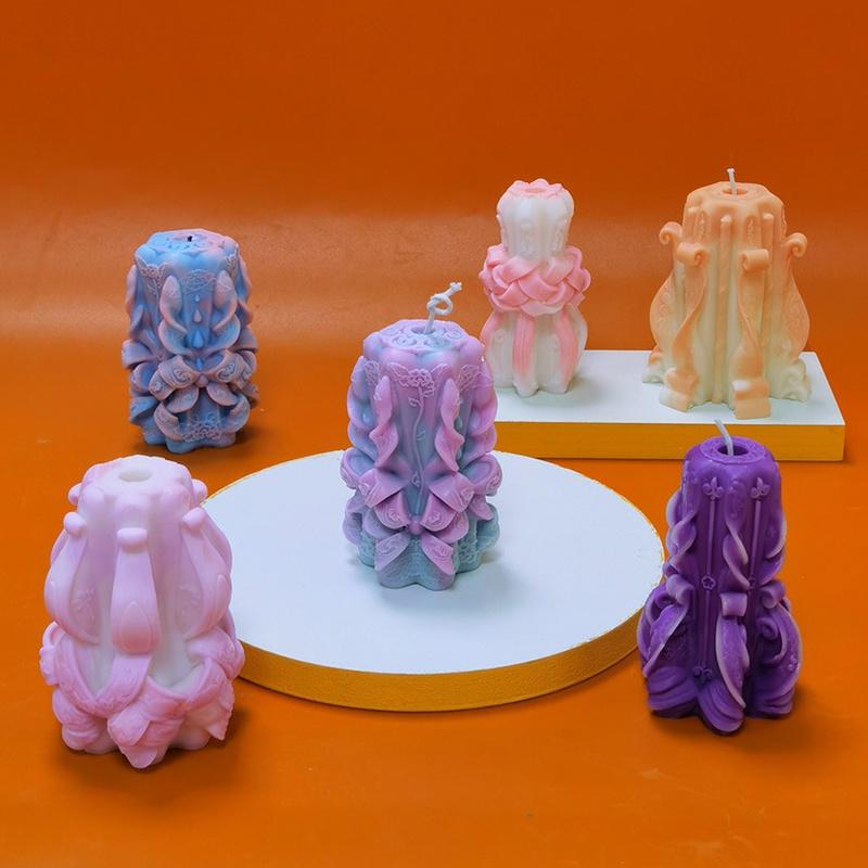 Kreative geschnitzte Silikon-Kerzenform für DIY-Aromatherapie-Kerzen-Gips-Ornamente, Seife, Epoxidharz-Form, Kunsthandwerk