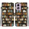 Handmade PU Leather Flip Case for Motorola Moto G04s / Moto E14 Anti-Slip Shockproof Cover with Wrist Strap & Heart/Rose Cat Designs