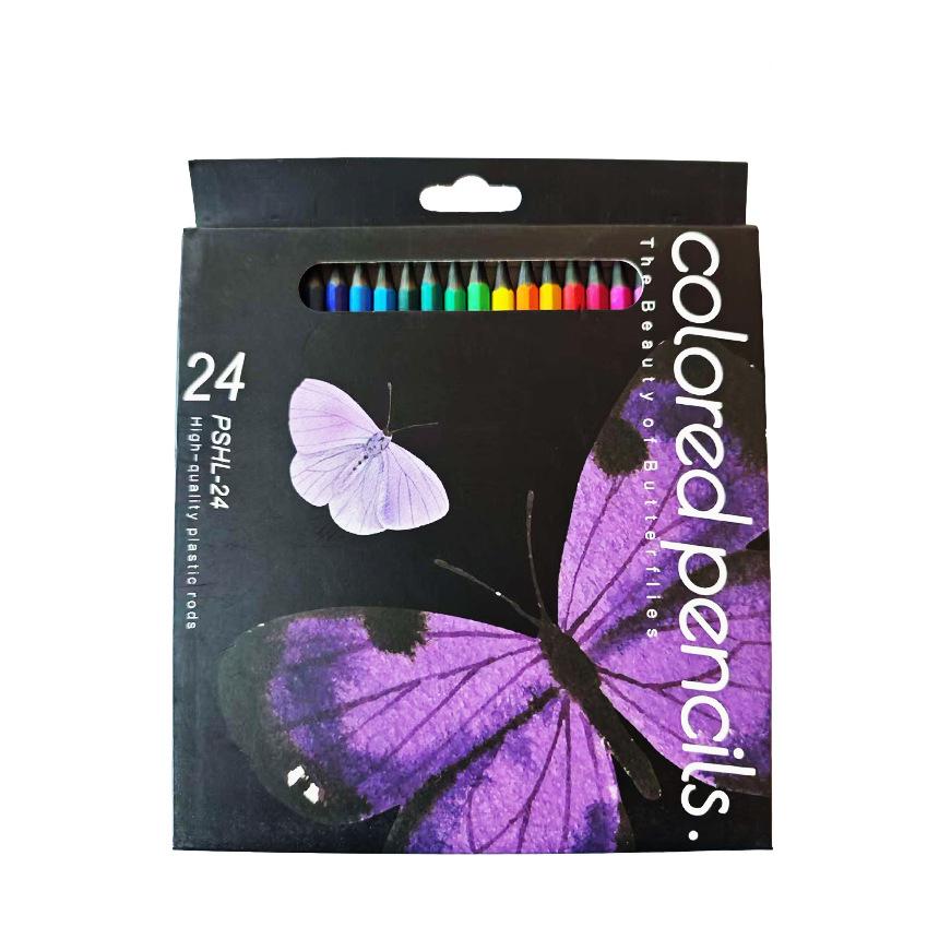 Oil-Based Colored Pencils Set - 24 Colors for Primary School Drawing & Painting