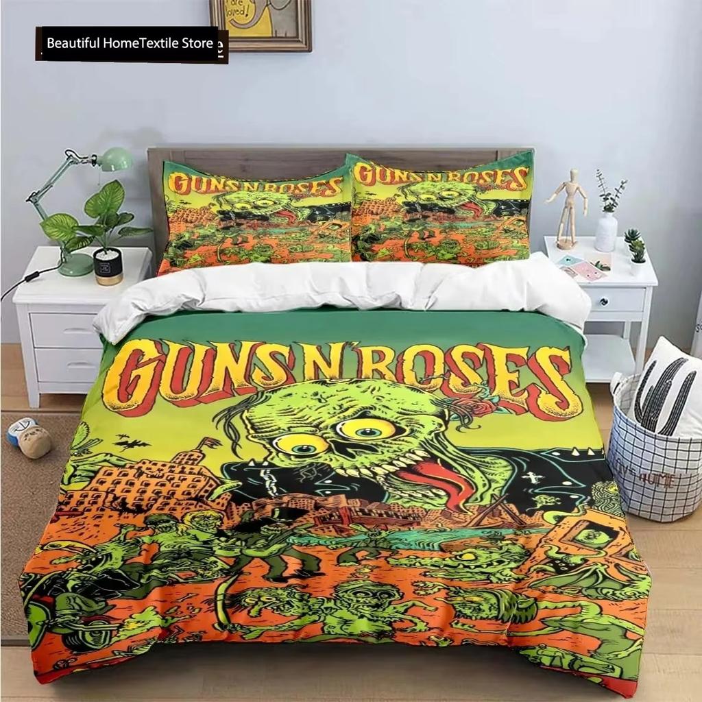 3D-tryck Guns N Roses GNR Band Retro Sängkläder Pojkar Flickor Twin Queen King Size Påslakan Örngott Säng Pojkar Vuxen