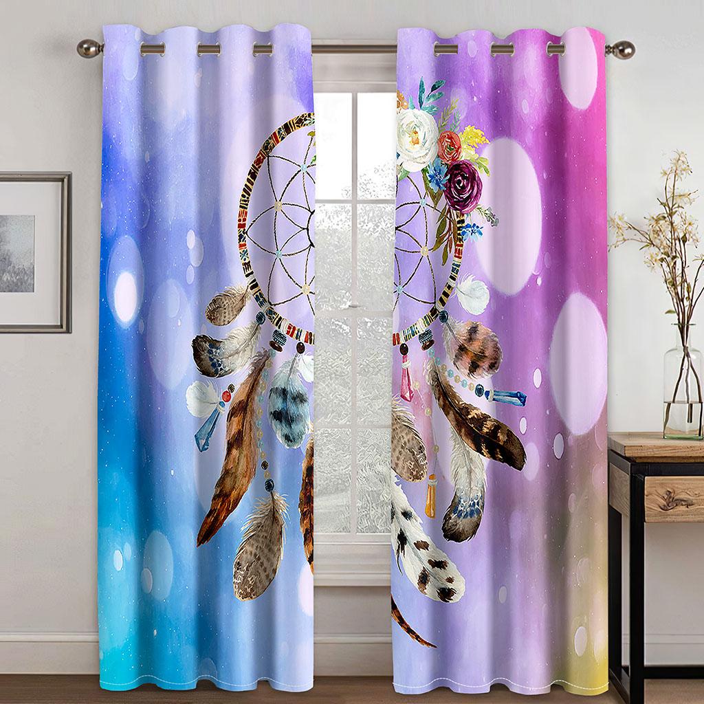 

Тканые шторы с принтом «Ловец снов» Две независимые шторы слева и справа Плотные шторы для спальни 132cmx160cm