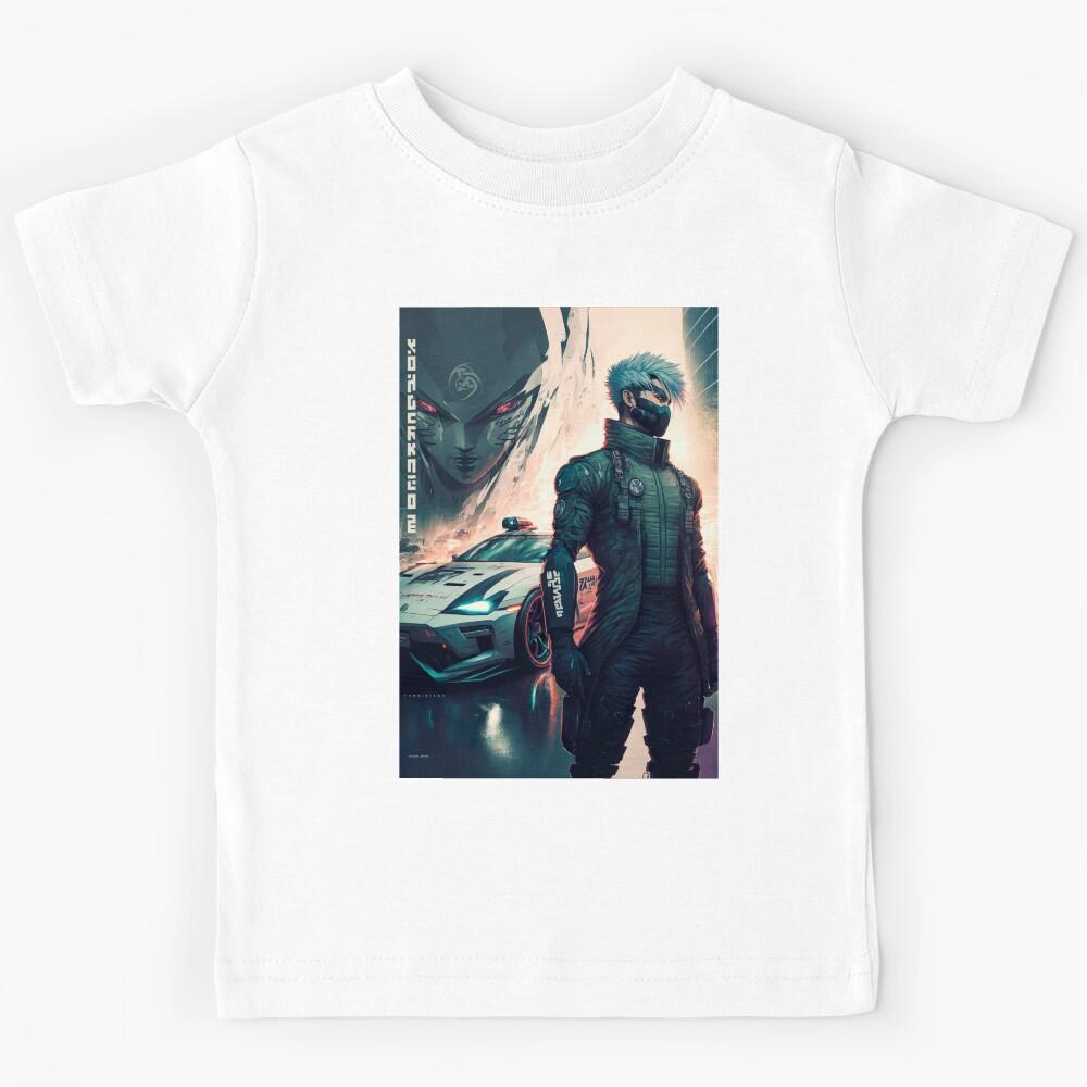 Futuristic Anime-Style Print Kids T-Shirt 100