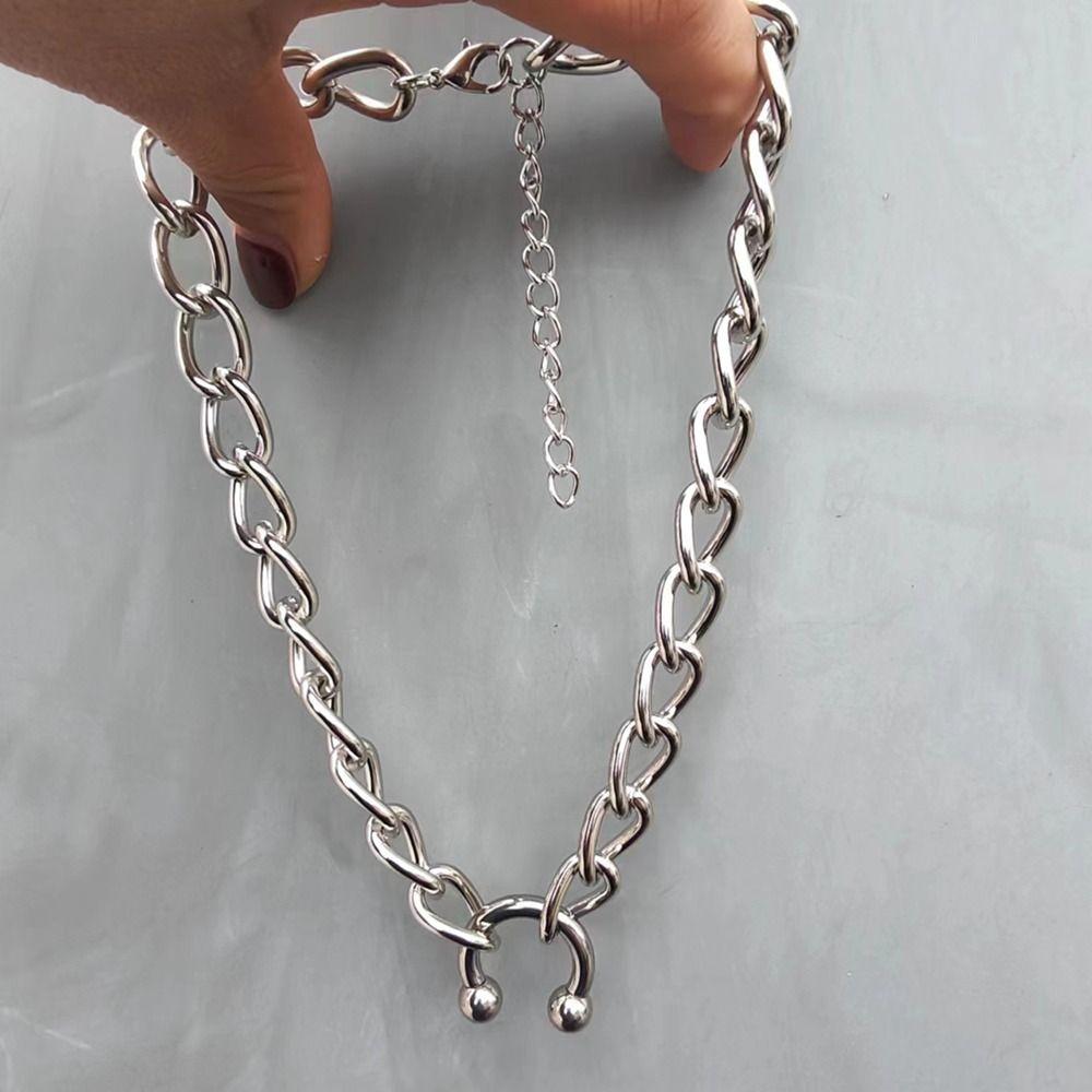 Sexy Cool Design C Shape Necklaces Hyperbole Look Short Length Thick Chain Choker Hip Hop Fashion Jewelry Unisex