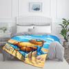 Funny Capybara Beach Vacation Flannel Blanket Summer Holiday Cartoon Animal Soft Cozy Throw Bedding Decor Travel Theme Blanket