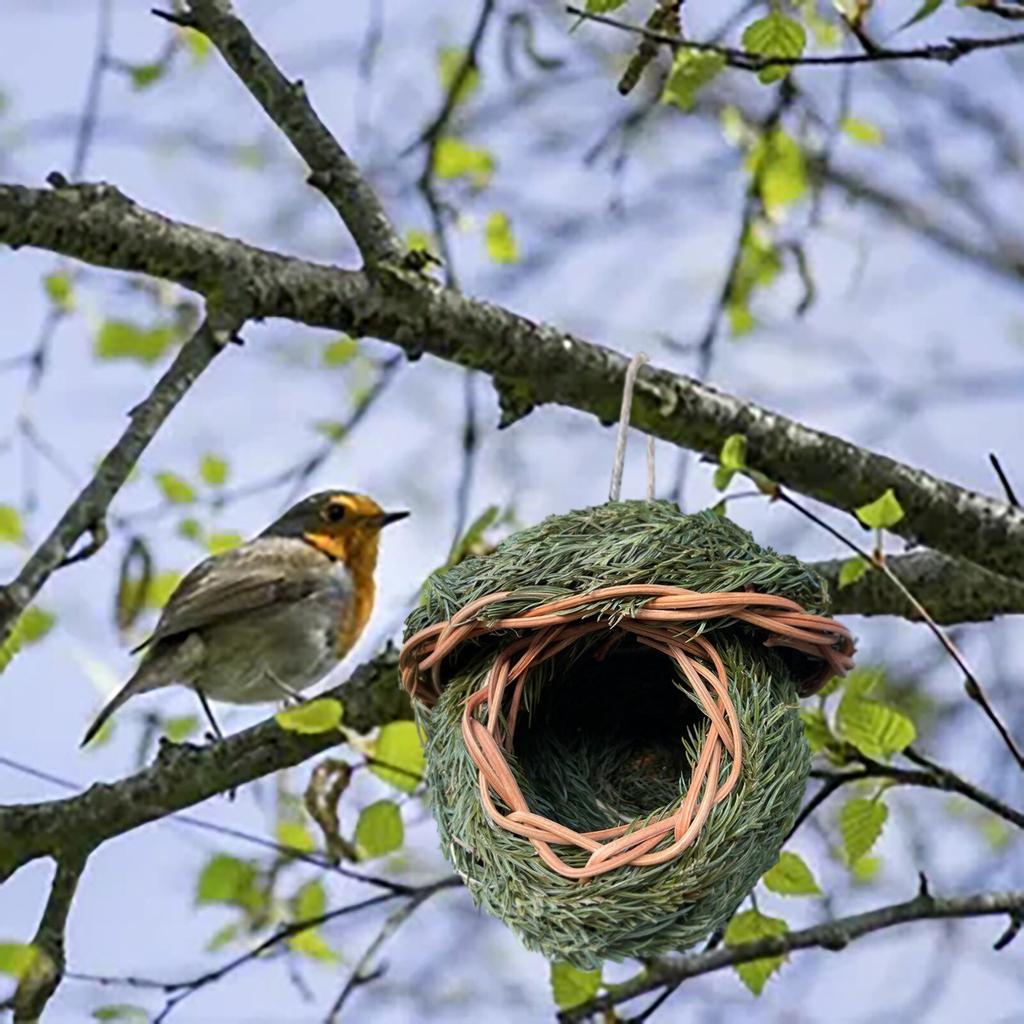 Casetta per Uccelli in Erba Naturale Tessuta a Mano per Appendere all'Esterno Rifugio Nido Adatto per Uccelli Piccoli e Decorazione da Giardino