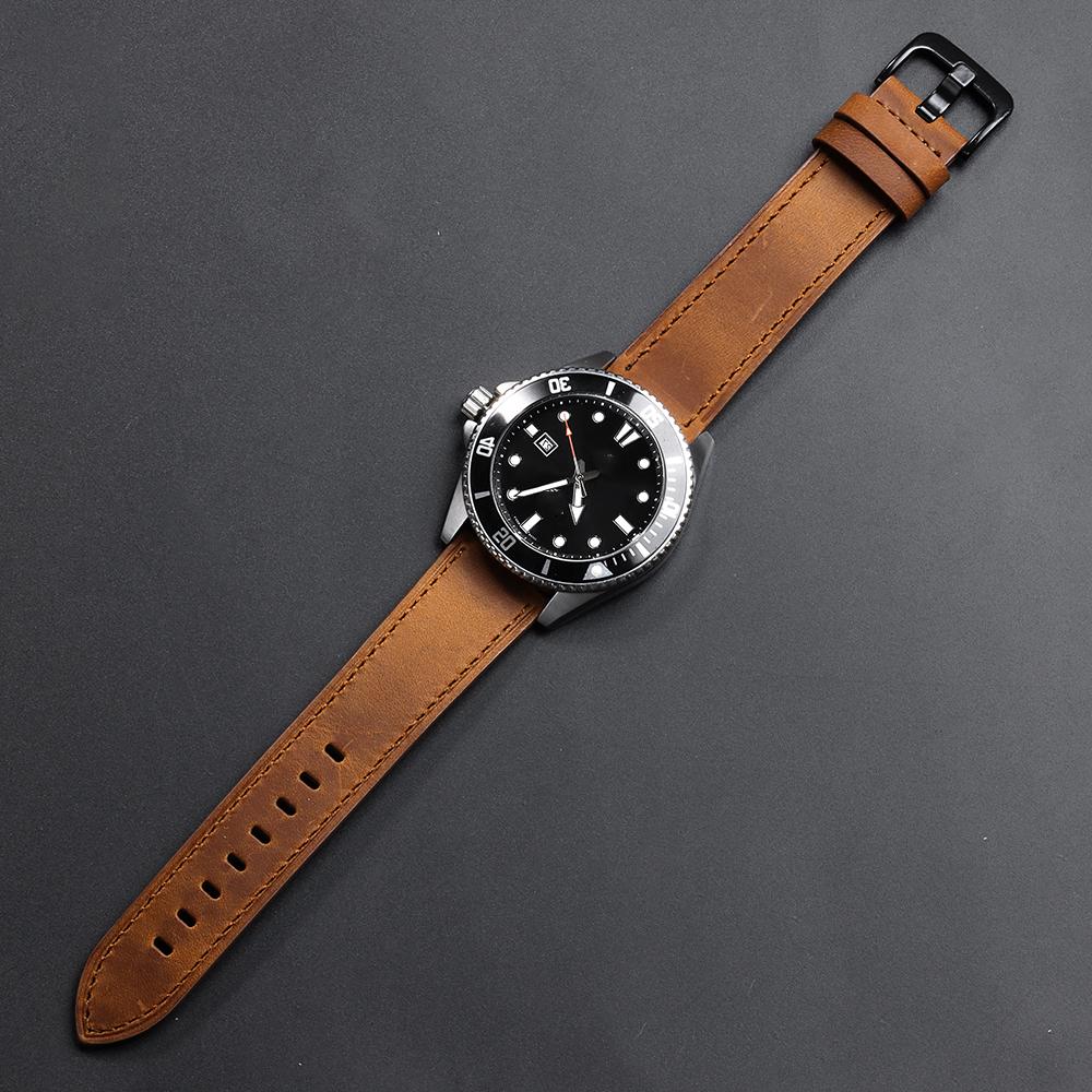 18 20 22 24mm Watch Band Cowhide High Quality Strap Men Women WatchBand Soft Crazy Horse Frosted Wristband for Seiko for Omega
