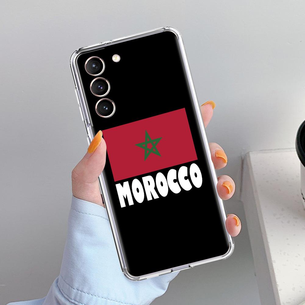 Phone Case For Samsung Galaxy S26 S25 S24 S23 S22 Ultra S20 S21 FE 5G Plus Soft Clear Cover Morocco Flag Soccer