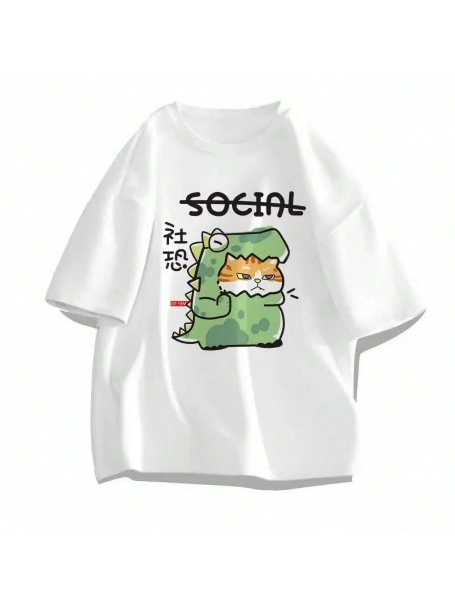 Dinosaur Cat Cartoon T-Shirts Oversized Tees Girls Clothing Women T-Shirt Summer 100% Cotton Graphic T-Shirt Women s Clothing S разноцветный