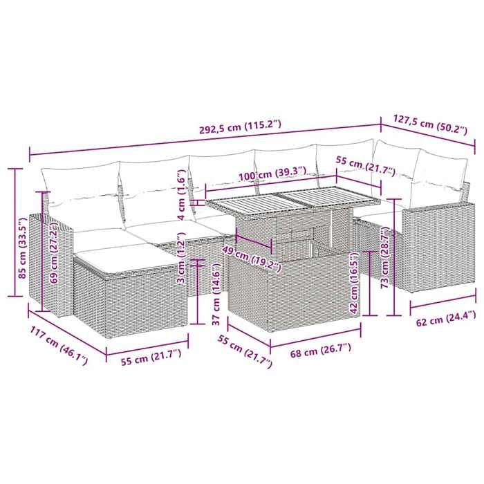 VidaXL Garden Lounge Set 8 Pcs with Grey Cushions Wicker 3327071