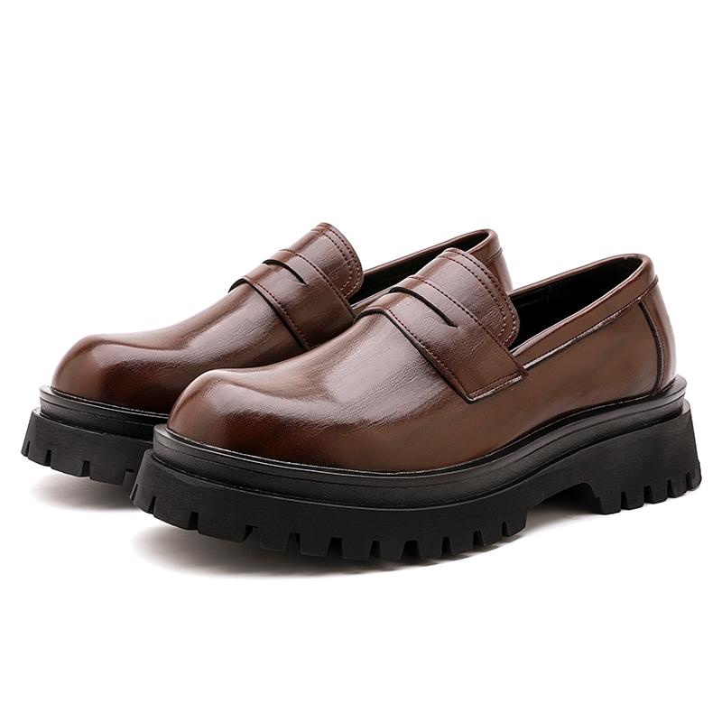 Men's Thick Soled Loafers Retro Designer Casual Style Office or Busines 38-46 Outdoor Autumn and Winter Leather Shoes Young