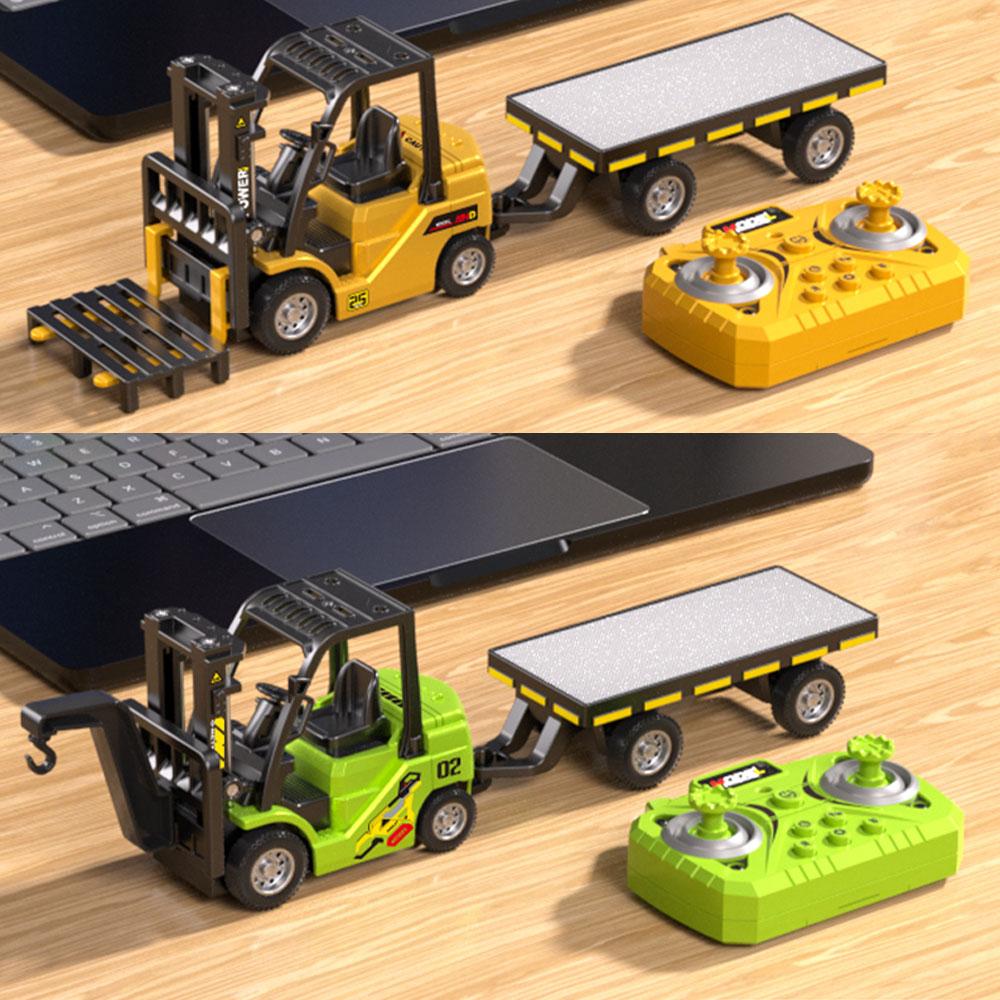 1/64 Mini Desktop Toy Car Alloy Rc Forklift Truck App 2.4G Remote Control Car Flatbed Cart Vehicle Toy for Children Adult Gifts