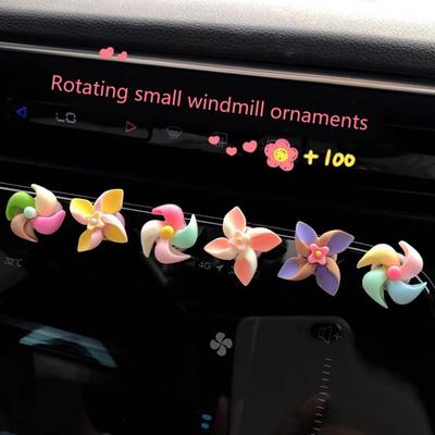 Rotating Small Windmill Model Decor Cute Creative Car Mounted Ornaments Auto Interior Dashboard Accessories For Girls Gifts